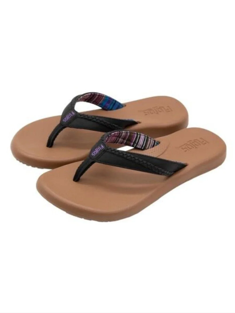 Flojos Flip Flops Size 9 Black Tan Women 9